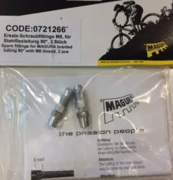 MAGURA RACCORDI PER TUBO FRENO INTRECCIATO CON RACCORDO 90°, FILETTO M8, 2 Pz