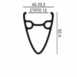 AXEVO CERCHIO STRADA H28 - ALLUMINIO NERO - SOLO PER FRENI A DISCO/PISTA - 550gr